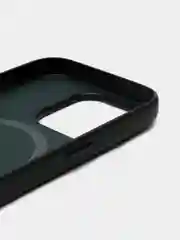 Тёмно-зелёный чехол MagSafe для iPhone 15 Pro Max Plus кожаный ROSCO из экокожи с защитой камер магнитом