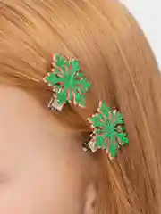 Лесной зеленый бантики на зажиме "Снежинки"