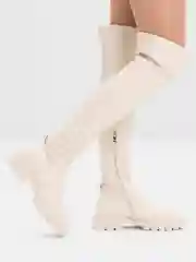 Бежевый женские зимние сапоги , высокие