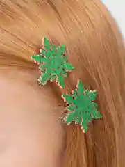 Зеленый бантики на зажиме "Снежинки"