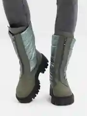 Зелёный хаки женские зимние ботинки,с мехом