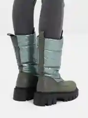 Зелёный хаки женские зимние ботинки,с мехом