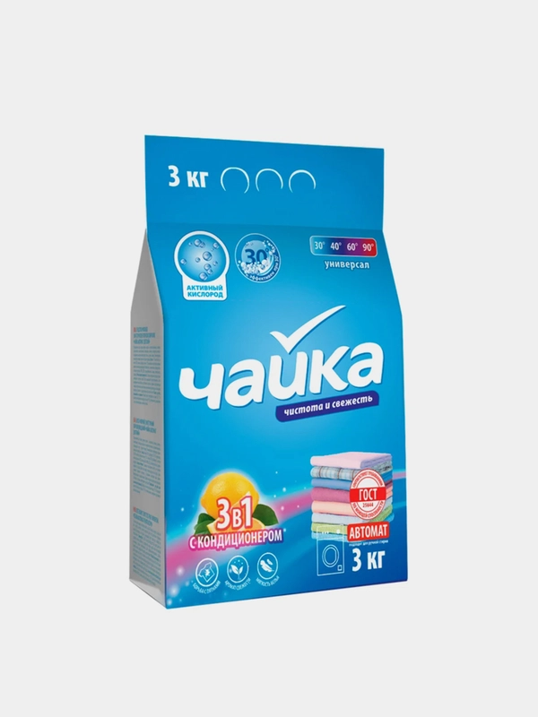 Стиральный порошок универсальный с кондиционером "Чайка" 3 в 1, 3 кг