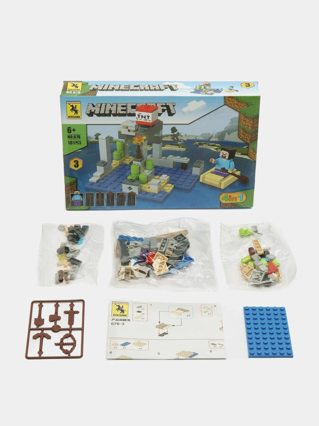 Конструктор по мотивам игры Майнкрафт, Minecraft, 101 деталь, коричневый