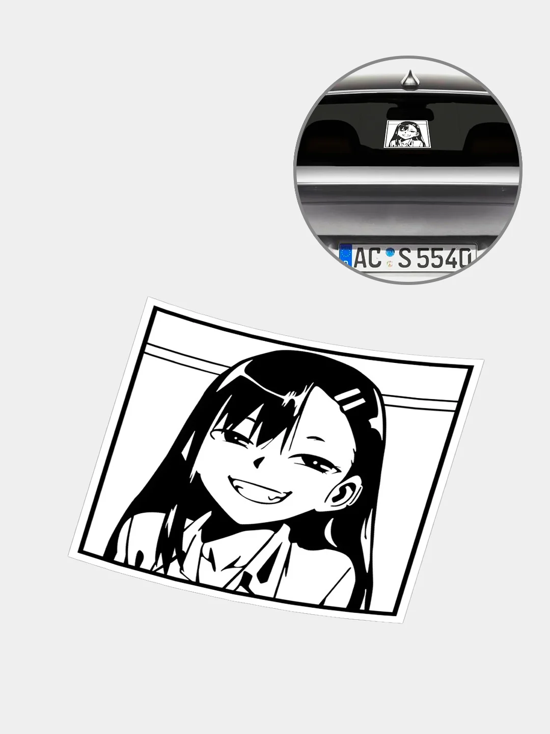 Белый nagatoro sun "Хаясе Нагаторо"- JDM sticker голографическая наклейка на авто без фона