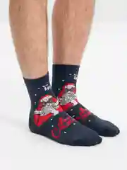 Серый меланж носки мужские, новогодние