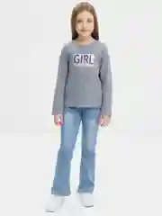 Серый металлик футболка для девочки с длинным рукавом, 7-10 лет