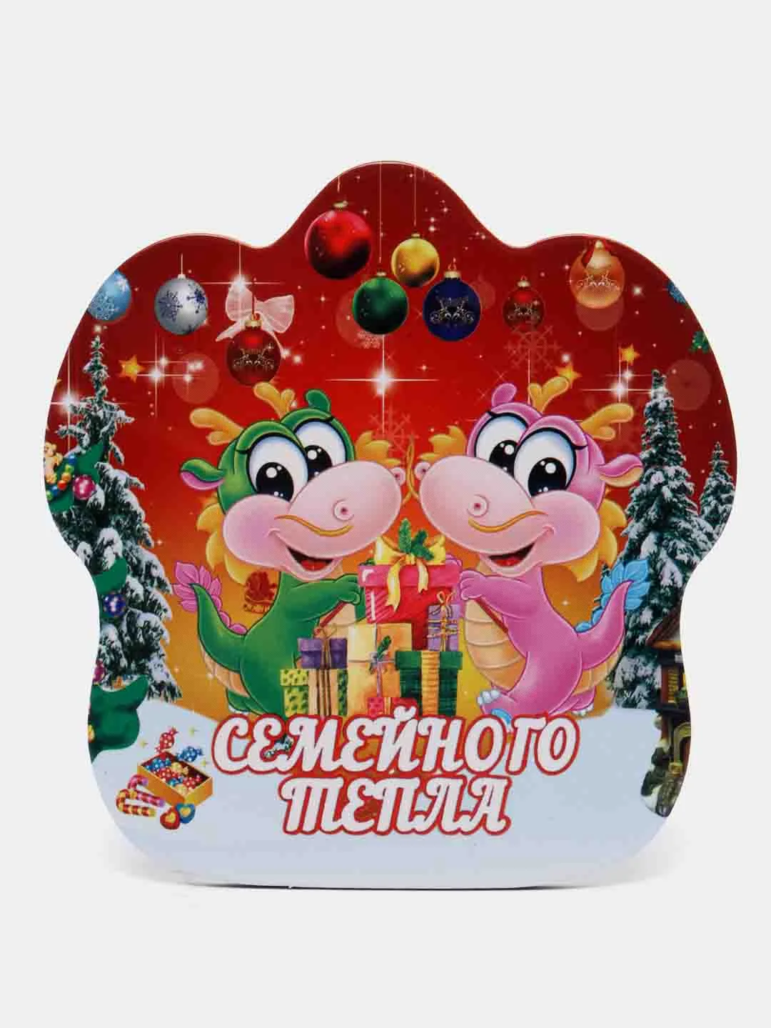 Бордовый новогодний магнит с драконом, символ года 2024
