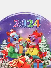 Коралловый меланж магнит новогодний с драконом, символ года 2024