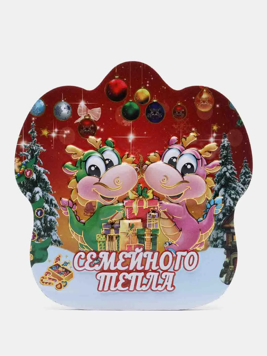 Вишнёвый магнит новогодний с драконом, символ года 2024