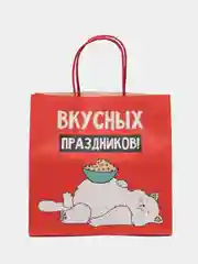Коралловый пакет подарочный новогодний, новогодний пакетик "С новым 2025 годом", 22х22см 1 дизайн