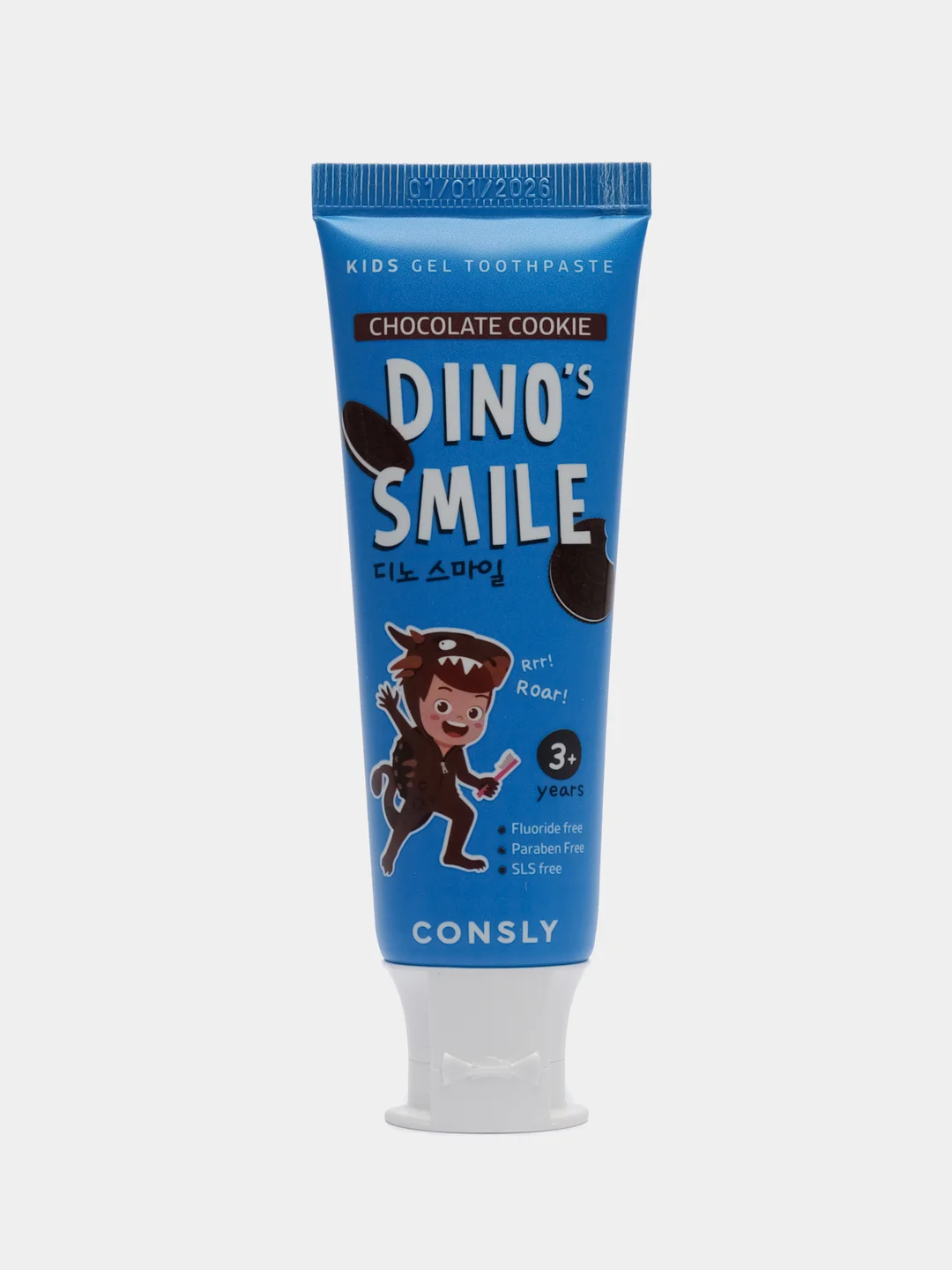 Синий детская гелевая зубная паста c ксилитом DINOs SMILE Kids Gel Toothpaste CONSLY, 60 г