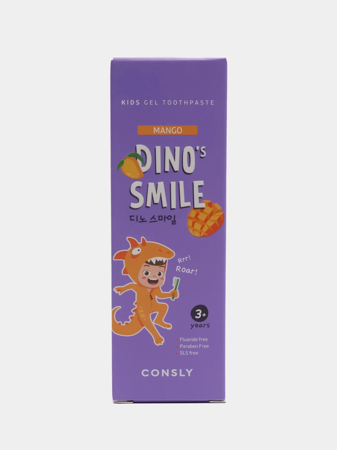 Фиолетовый детская гелевая зубная паста c ксилитом DINOs SMILE Kids Gel Toothpaste CONSLY, 60 г