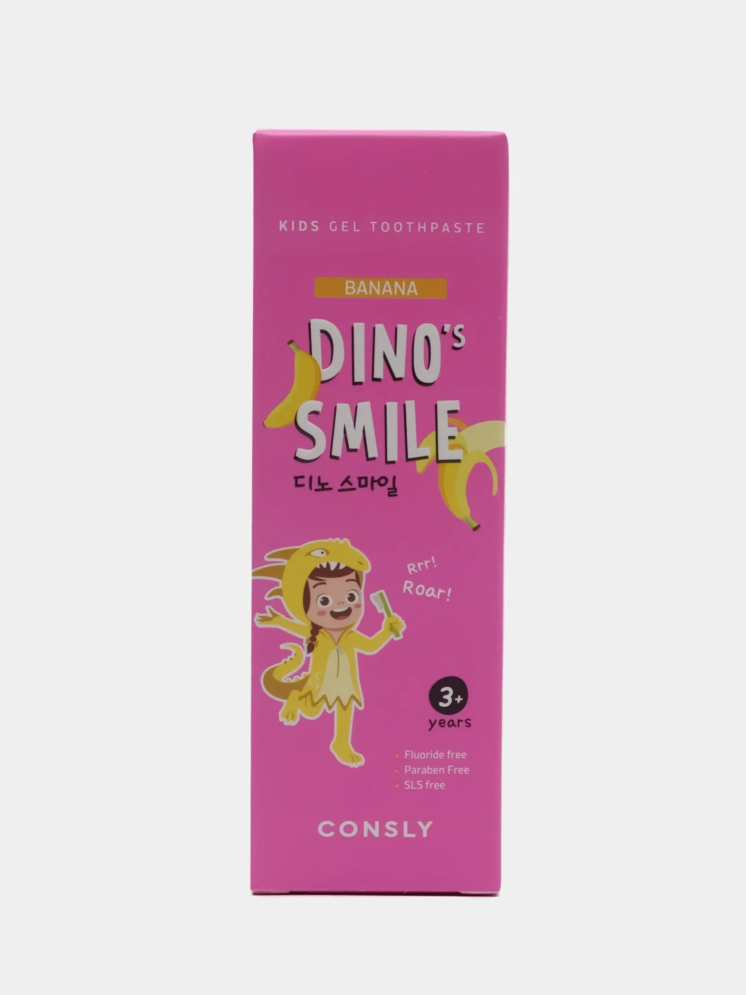 Розовый детская гелевая зубная паста c ксилитом DINOs SMILE Kids Gel Toothpaste CONSLY, 60 г