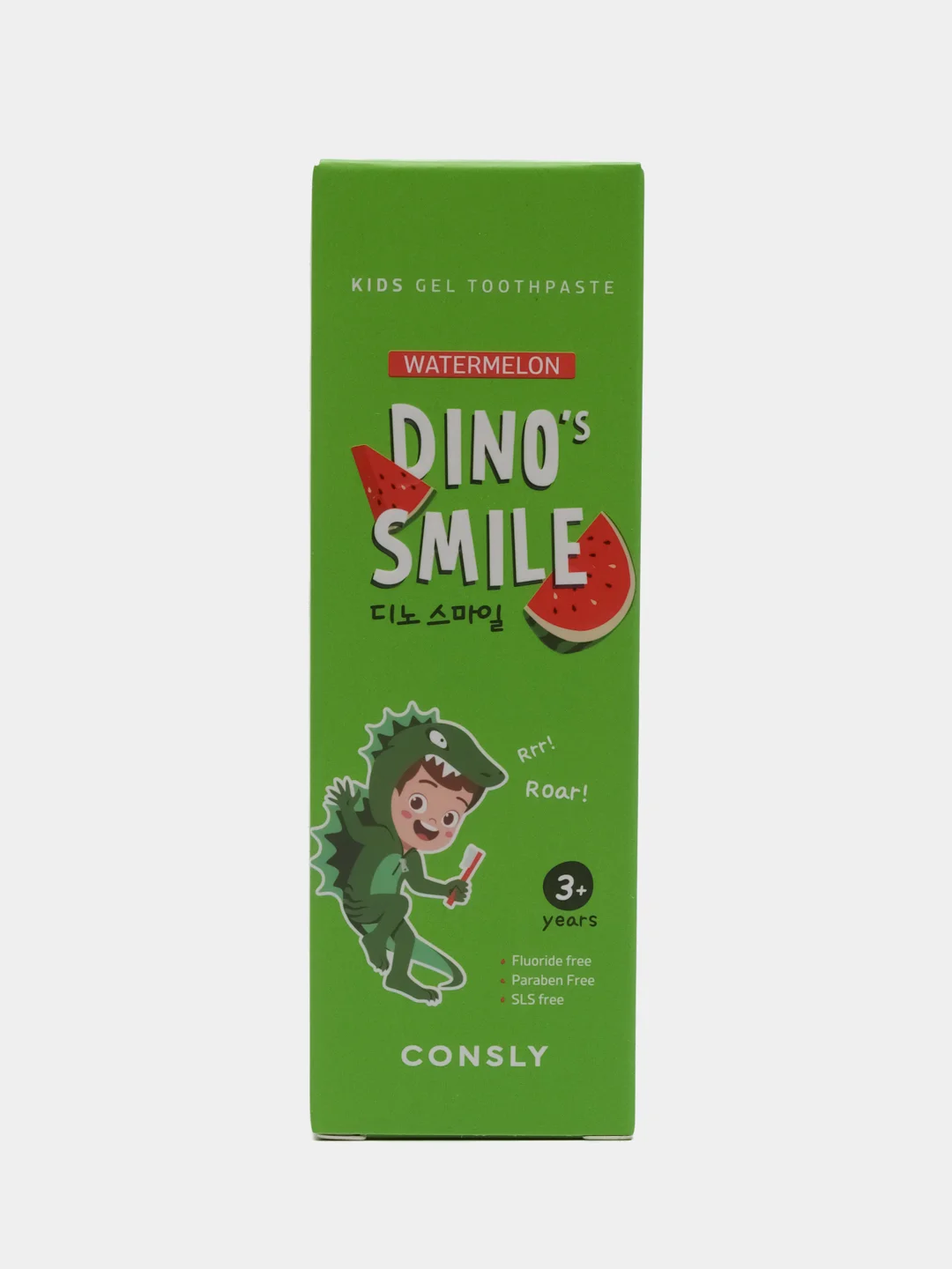 Зеленый детская гелевая зубная паста c ксилитом DINOs SMILE Kids Gel Toothpaste CONSLY, 60 г