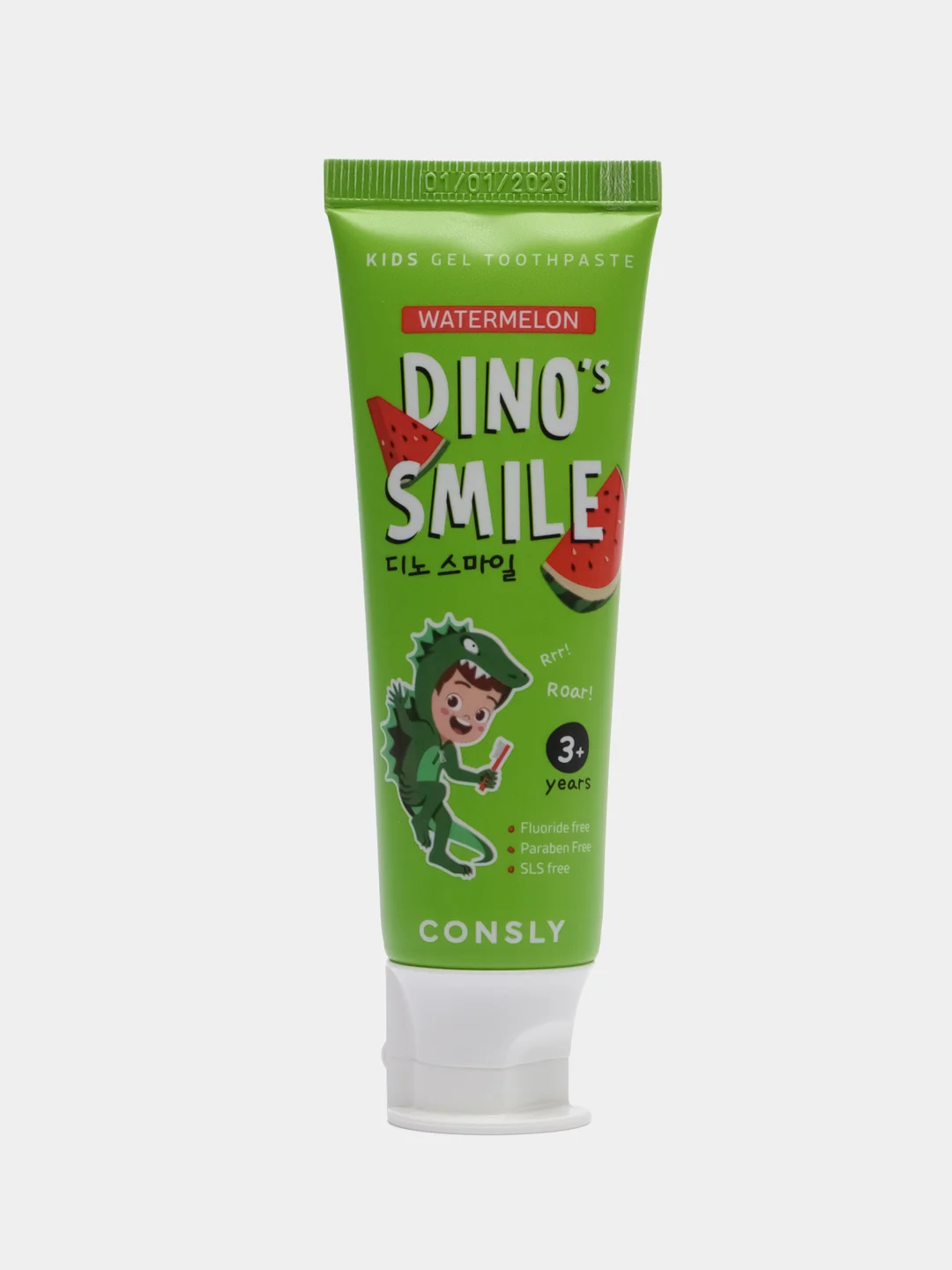 Зеленый детская гелевая зубная паста c ксилитом DINOs SMILE Kids Gel Toothpaste CONSLY, 60 г