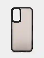 Угольный чехол матовый для Samsung Galaxy A14, пластиковый, полупрозрачный, с глянцевой рамкой