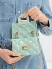Бирюзовый сумка детская/ сумка для девочки/ мини сумка лаковая/ клатч