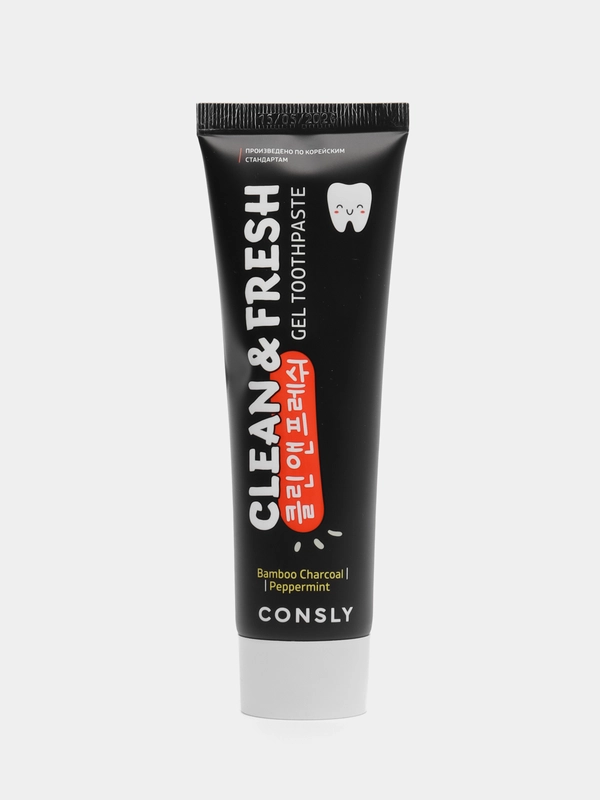 Паста зубная гелевая Clean&Fresh с бамбуковым углем и перечной мятой Bamboo Consly, 105 г