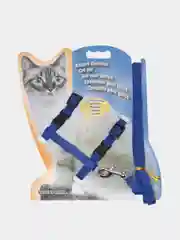 Синий шлейка для кошек с поводком