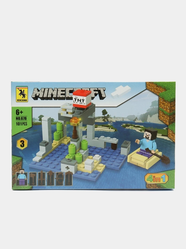 Конструктор по мотивам игры Майнкрафт, Minecraft, 101 деталь, коричневый