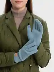 Голубой сенсорные перчатки/ Женские перчатки утепленные, перчатки махровые