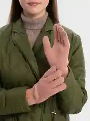 Пастельно-коралловый сенсорные перчатки/ Женские перчатки утепленные, перчатки махровые