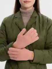 Пастельно-коралловый сенсорные перчатки/ Женские перчатки утепленные, перчатки махровые