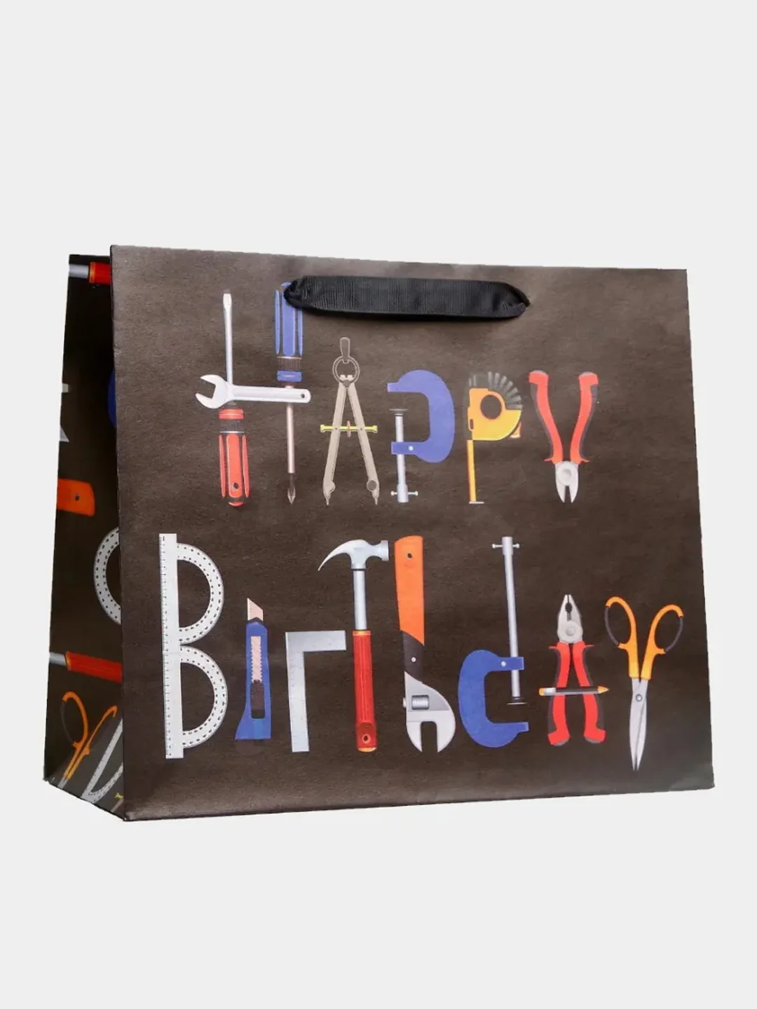 Пакет крафтовый горизонтальный Happy birthday