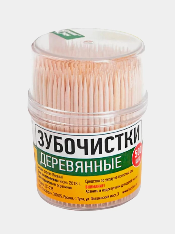 Зубочистки деревянные 500 шт в банке Домашний Сундук