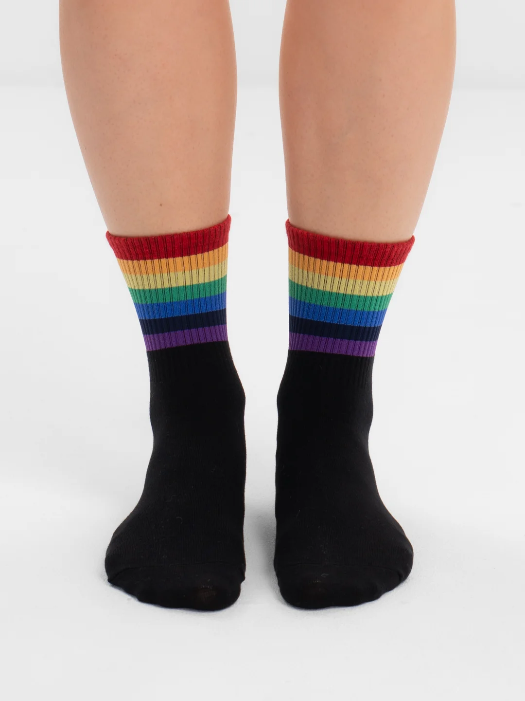 Угольный носки женские с принтом "Rainbow" длинные, высокие