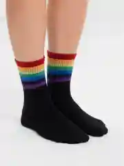 Угольный носки женские с принтом "Rainbow" длинные, высокие