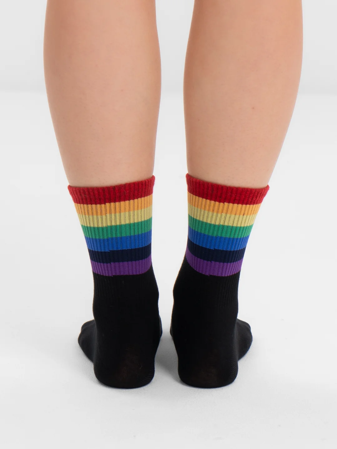 Угольный носки женские с принтом "Rainbow" длинные, высокие