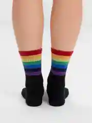 Угольный носки женские с принтом "Rainbow" длинные, высокие