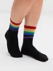 Угольный носки женские с принтом "Rainbow" длинные, высокие