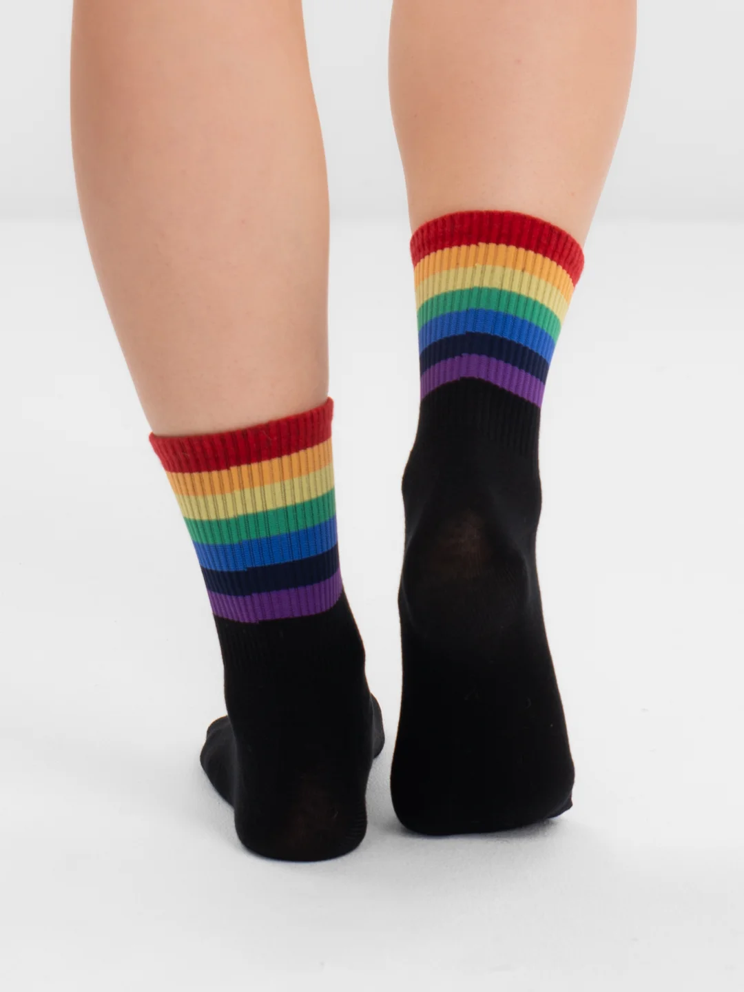 Угольный носки женские с принтом "Rainbow" длинные, высокие