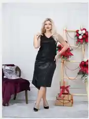 Черный топ женский, с пайетками, большие размеры