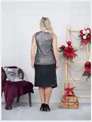Угольный топ женский, с пайетками, большие размеры