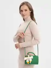 Зеленый сумка кросс-боди через плечо, маленькая, с бантом, плечевым ремнем