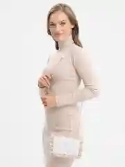 Белый женская сумка с жемчугом и вышивкой, нежная
