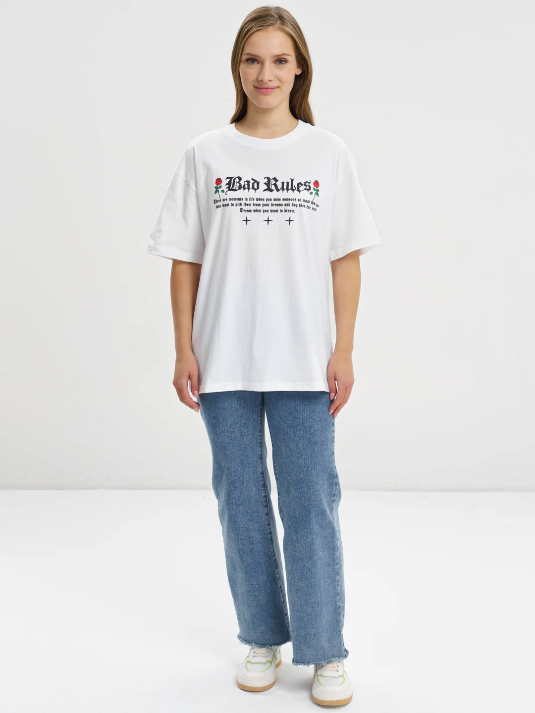 Белый oversized футболка Bad Rules