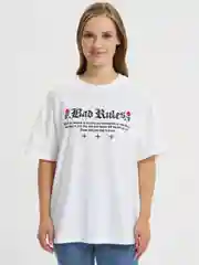 Белый oversized футболка Bad Rules