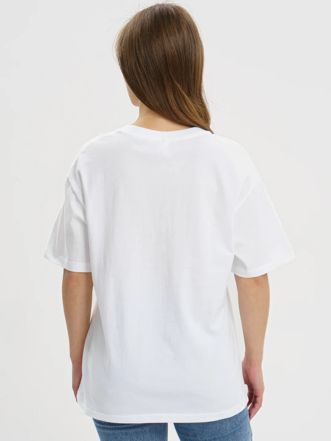 Oversized футболка белая, с принтом