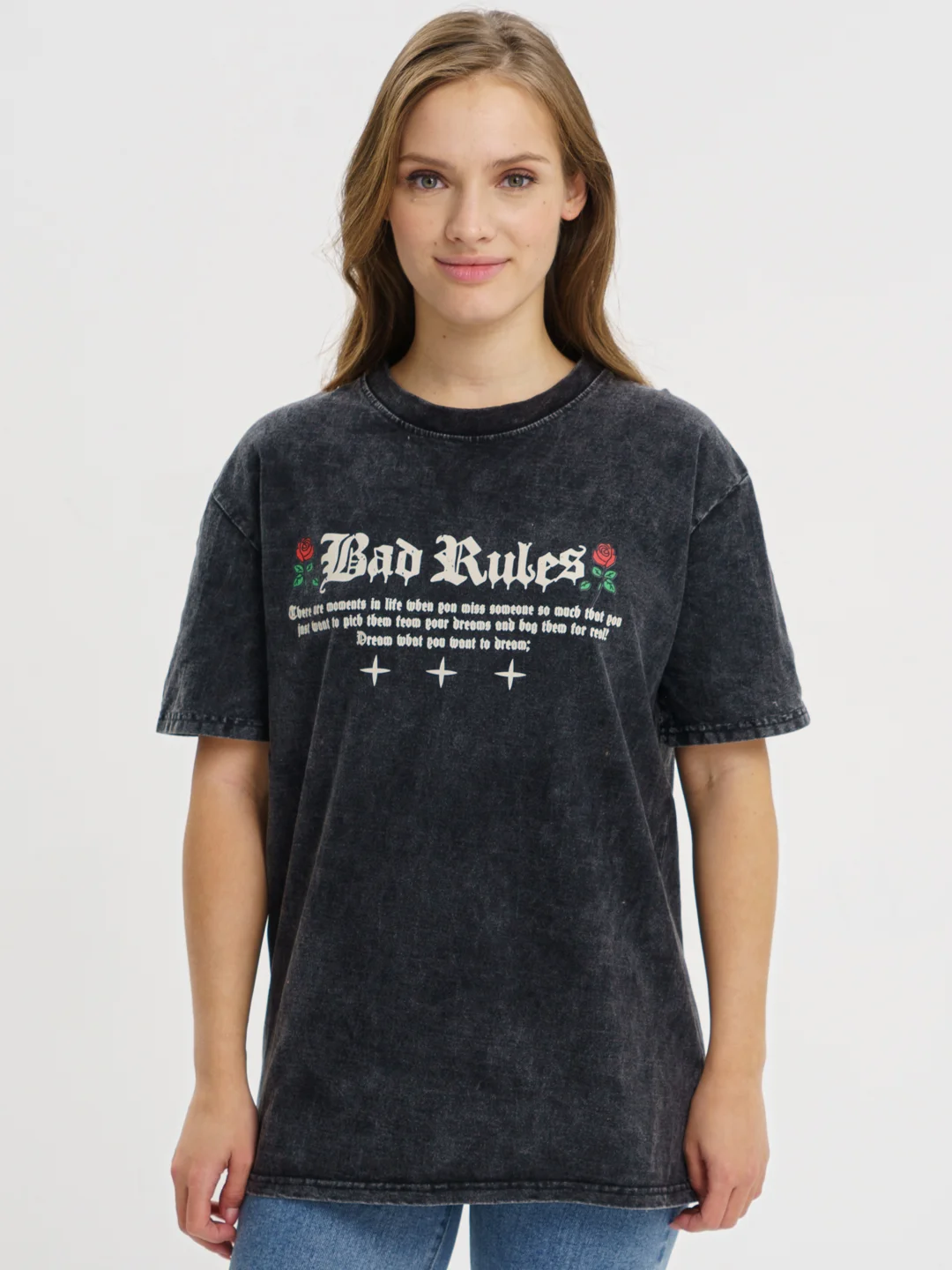 Черный oversized футболка Bad Rules