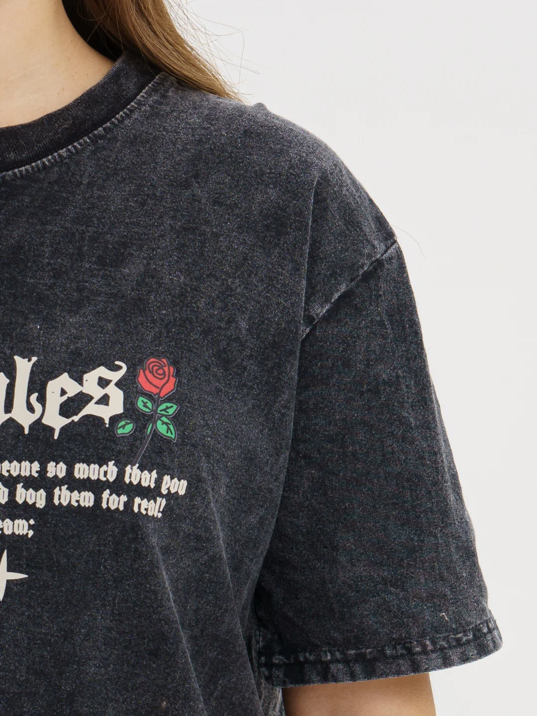 Черный oversized футболка Bad Rules
