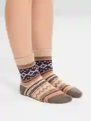 Бежевый носки шерстяные, новогодние, зимние, женские