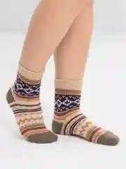 Бежевый носки шерстяные, новогодние, зимние, женские