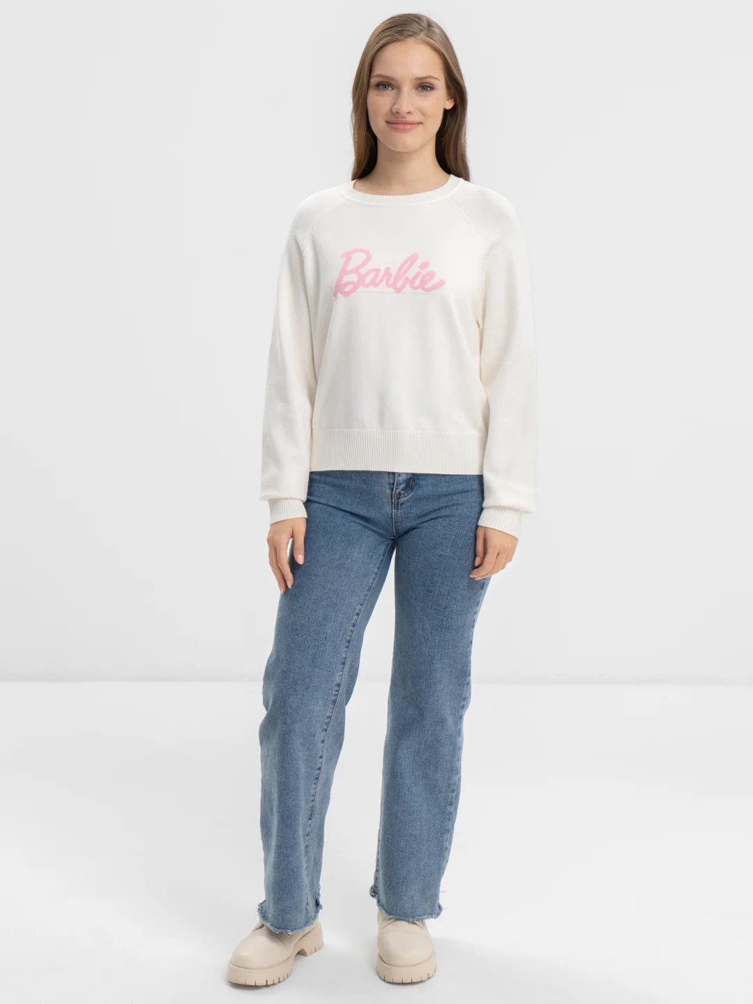 Белый джемпер женский, белый, вязанный, Barbie