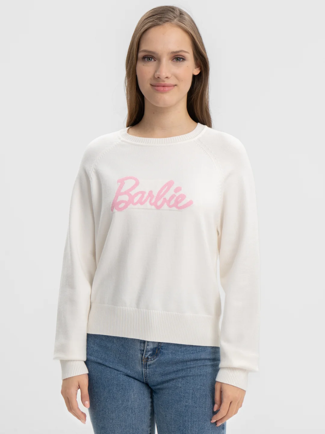 Белый джемпер женский, белый, вязанный, Barbie