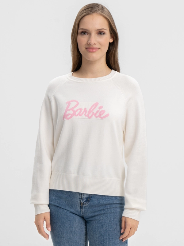 Джемпер женский, белый, вязанный, Barbie